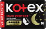 Kotex Maxi Protect All Nighter Sanitary Pads with Wings 16pk