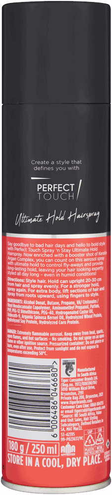 Perfect Touch Spray 'n Stay Ultimate Hold Hairspray 250ml