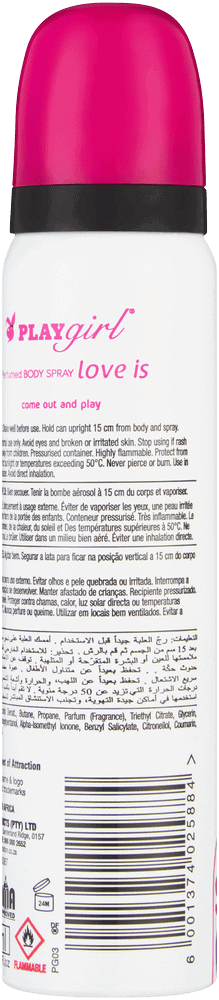 Playgirl Love Is Perfumed Body Spray 90ml