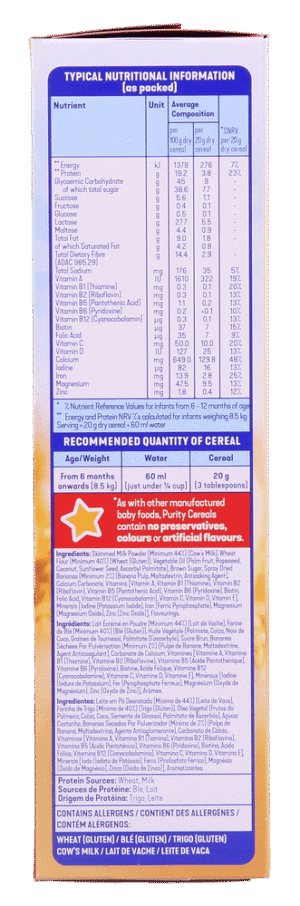 Purity Banana & Yoghurt Flavour Baby Cereal with Milk 450g