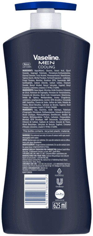 Vaseline MEN Men Cooling Moisturizing Body Lotion for Dry Skin 625ml