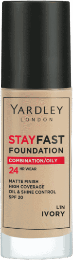 Yardley Stayfast Ivory SPF 20 24HR Liquid Foundation 30ml