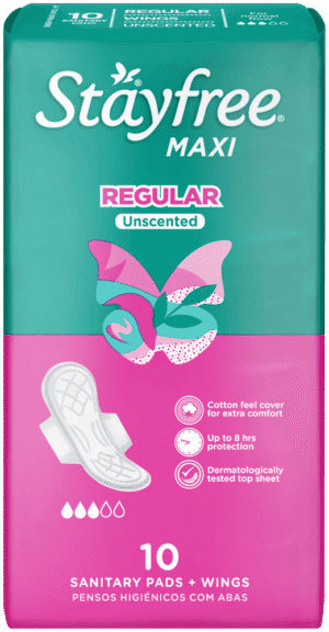 Stayfree Maxi Regular Unscented Sanitary Pads with Wings 10pk