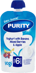 Purity From 6 Months Yoghurt with Banana, Mixed Berries & Apple Yogi 110ml