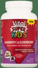 Vital Super Kids Blackcurrant Flavour GummiVit C & Elderberry Gummies 60pk