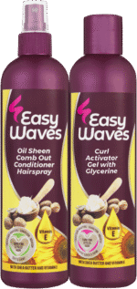 Easy Waves Curl Activator Gel & Oil Sheen Comb Out Conditioner Hairspray 2 x 250ml