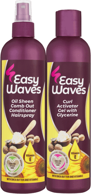 Easy Waves Curl Activator Gel & Oil Sheen Comb Out Conditioner Hairspray 2 x 250ml