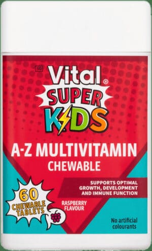 Vital Kids Multivitamin Raspberry Flavour A-Z Multivitamin Chewable Tablets 60pk