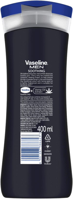 Vaseline Men Hemp Seed Oil Soothing Body Lotion 400ml