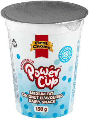 First Choice Power Cup Coconut Flavoured Medium Fat Dairy Snack 150g
