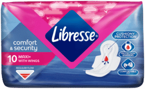 Libresse Regular Flow Comfort & Security Maxi+ Sanitary Pads with Wings 10pk