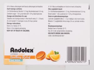 Andolex Orange Soothing Relief Lozenges 24pk