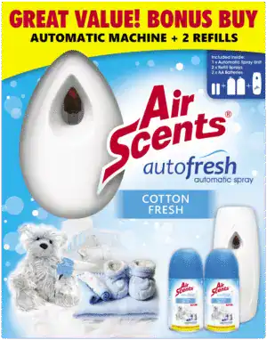Air Scents Autofresh Cotton Fresh Automatic Spray Unit with Refills 3pc