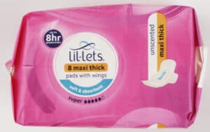 Lil-lets Super Maxi Thick Unscented Pads with Wings 8pk