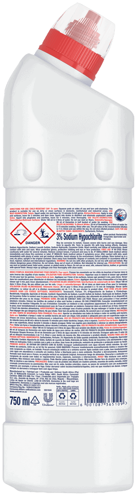 Domestos Unstoppable White & Bright Multipurpose Thick Bleach 750ml