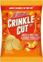 Willards Crinkle Cut Cheese & Sweet Chilli Flavoured Potato Chips 120g