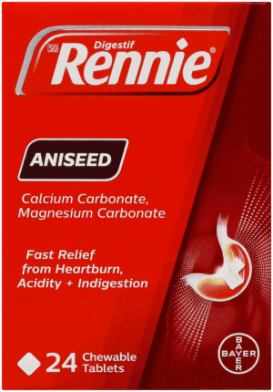Rennie Aniseed Heartburn & Indigestion Chewable Tablets 24pk