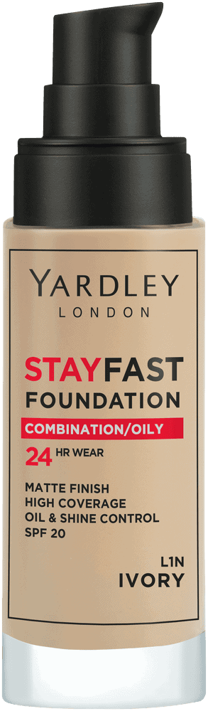 Yardley Stayfast Ivory SPF 20 24HR Liquid Foundation 30ml