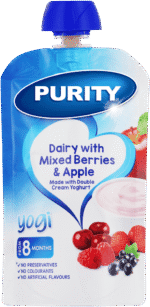 Purity From 8 Months Dairy With Mixed Berries & Apple Yogi 110ml