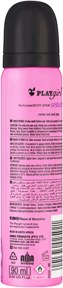 Playgirl Seduction Perfumed Body Spray 90ml