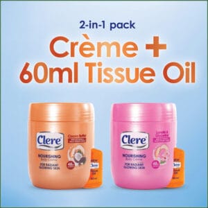 Clere Lanolin & Glycerine Nourishing Body Crème with Tissue Oil 2pc