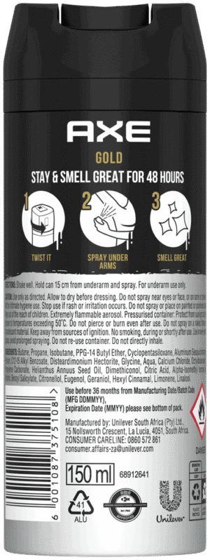 AXE Gold Anti-Perspirant Deodorant Spray 150ml