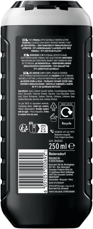 Nivea MEN Active Clean 3-in-1 Shower Gel 250ml