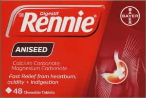 Rennie Aniseed Heartburn & Indigestion Chewable Tablets 48pk