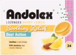Andolex Honey Lemon Soothing Relief Lozenges 24pk