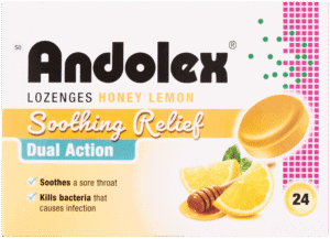 Andolex Honey Lemon Soothing Relief Lozenges 24pk