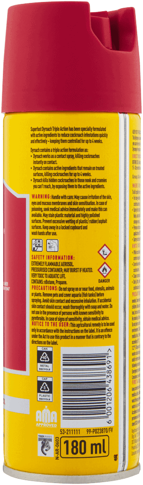 Dyrange Dyroach Superfast Triple Action Cockroach Killer 180ml