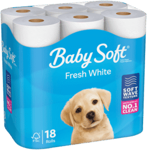 Baby Soft 2 Ply Fresh White Toilet Paper Rolls 18pk