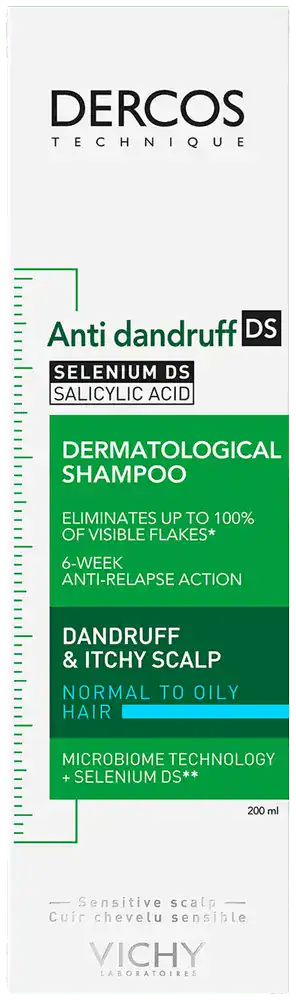 image-0 Vichy Dercos Anti-Dandruff Dermatological Shampoo for Normal to Oily Hair 200ml