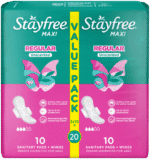 Stayfree Maxi Regular Sanitary Pads with Wings 20pk