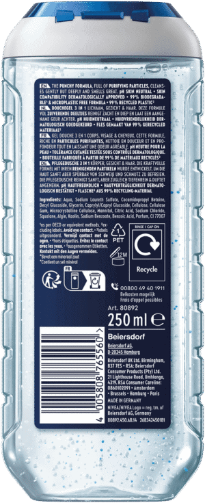 Nivea MEN Pure Impact 3-in-1 Shower Gel 250ml