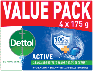 Dettol Active Hygiene Bath Bar Soap 4 x 175g