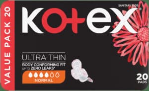 Kotex Normal Ultra Thin Sanitary Pads with Wings 20pk