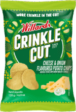 Willards Crinkle Cut Cheese & Onion Flavoured Potato Chips 120g