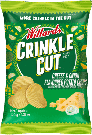 Willards Crinkle Cut Cheese & Onion Flavoured Potato Chips 120g