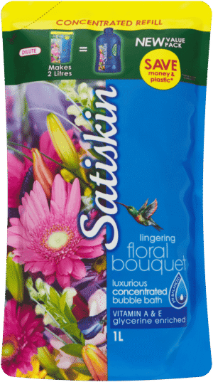 Satiskin Lingering Floral Bouquet Concentrated Bubble Bath Refill 1L