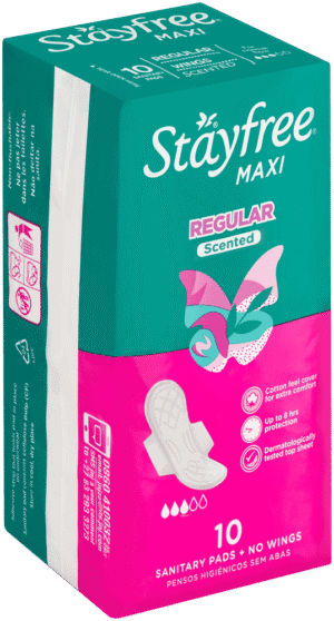 Stayfree Maxi Regular Scented Sanitary Pads with Wings 10pk
