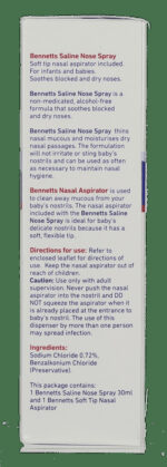 Bennetts SALINE NOSE SPR 30ML ASPIRATOR