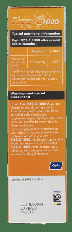 Fizz C Vitamin C Effervescent Tablets 20s