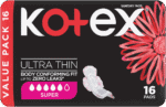 Kotex Super Ultra Thin Sanitary Pads with Wings 16pk