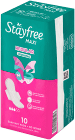 Stayfree Maxi Regular Unscented Sanitary Pads with Wings 10pk