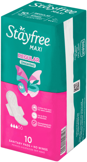 Stayfree Maxi Regular Unscented Sanitary Pads with Wings 10pk