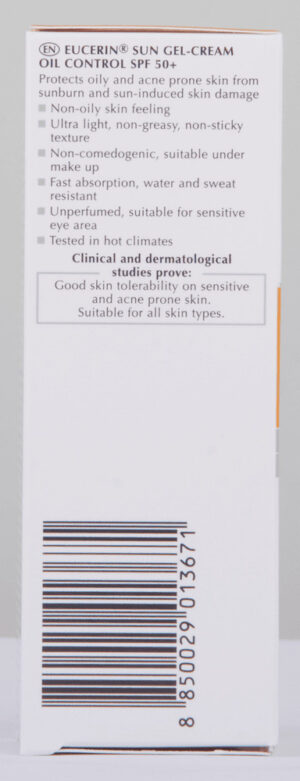 Eucerin Oil Control SPF 50+ Oil Control Sun Gel-Cream 50ml