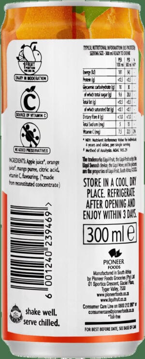 Liqui Fruit Mango & Orange 100% Fruit Juice Blend 300ml