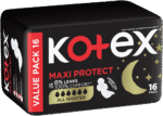 Kotex Maxi Protect All Nighter Sanitary Pads with Wings 16pk