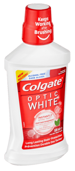 Colgate Optic White Fresh Mint Alcohol-Free Mouthwash 500ml